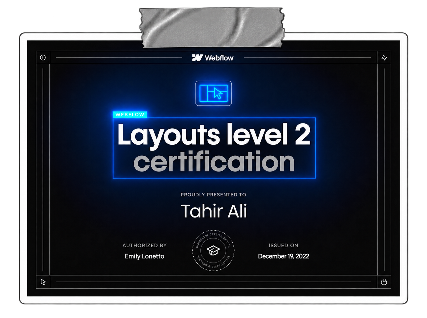 Webflow Layouts level 2 certificate - Tahir Ali